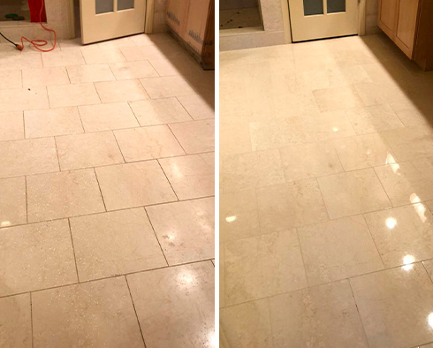 Floor Before and After a Stone Plishing in Garden City, NY