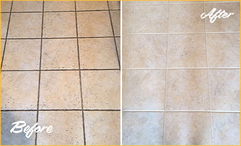 Tile and grout professionally cleaned for the first time in over