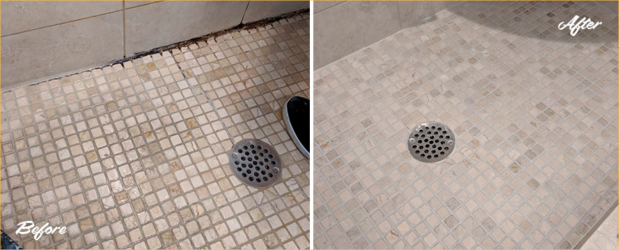 Before and After Our Grout Cleaning Service in Sea Cliff, NY