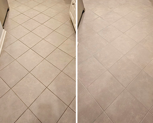 Floor Before and After a Tile Sealing in Merrick, NY