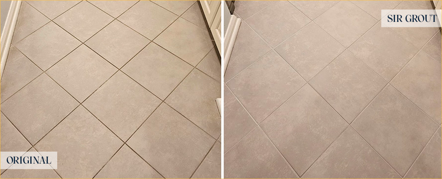 Floor Before and After an Excellent Tile Sealing in Merrick, NY