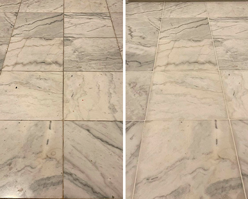 Floor Before and After a Grout Sealing in Rockville Centre, NY