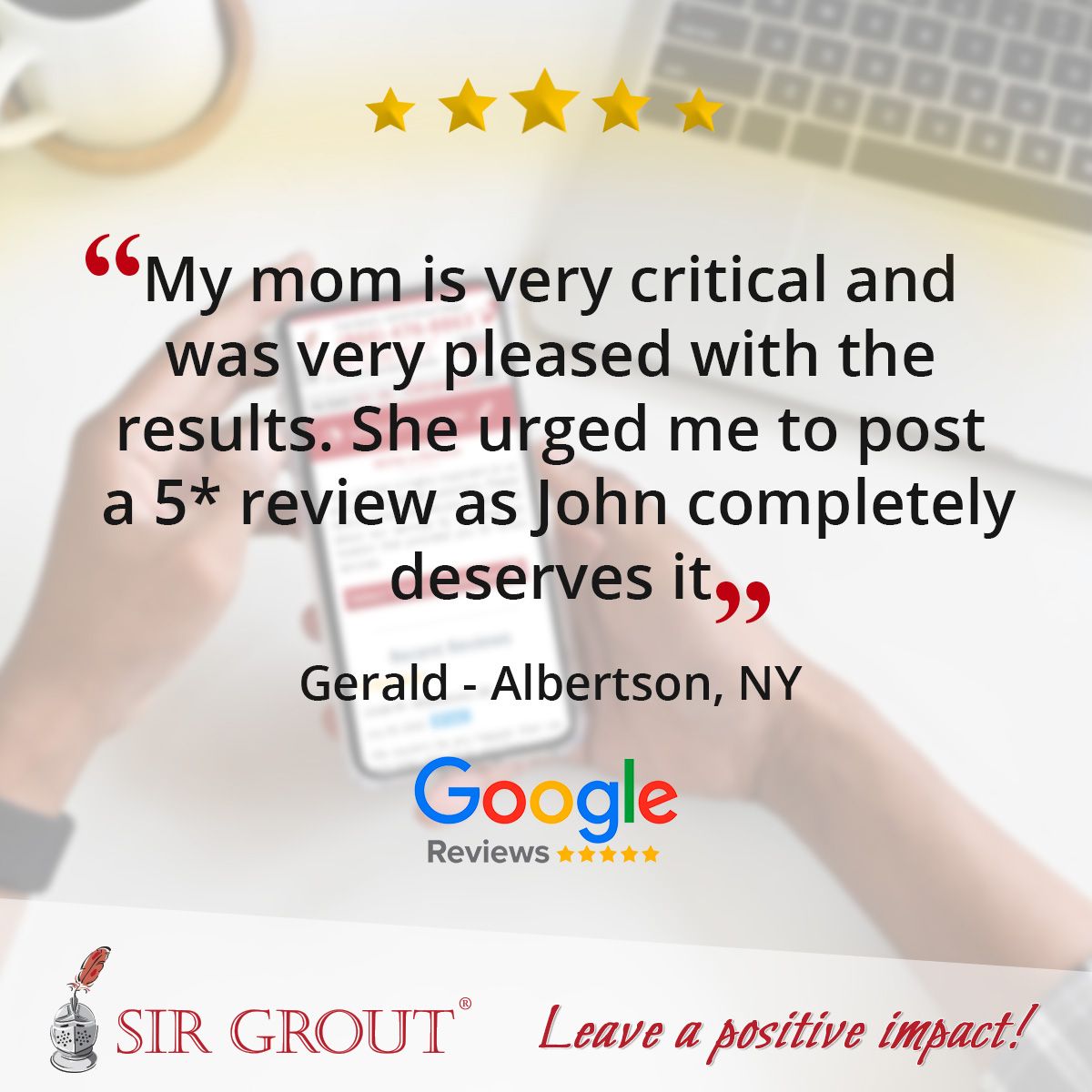 My mom is very critical and was very pleased with the results. She urged me to post a 5* review as John completely deserves it