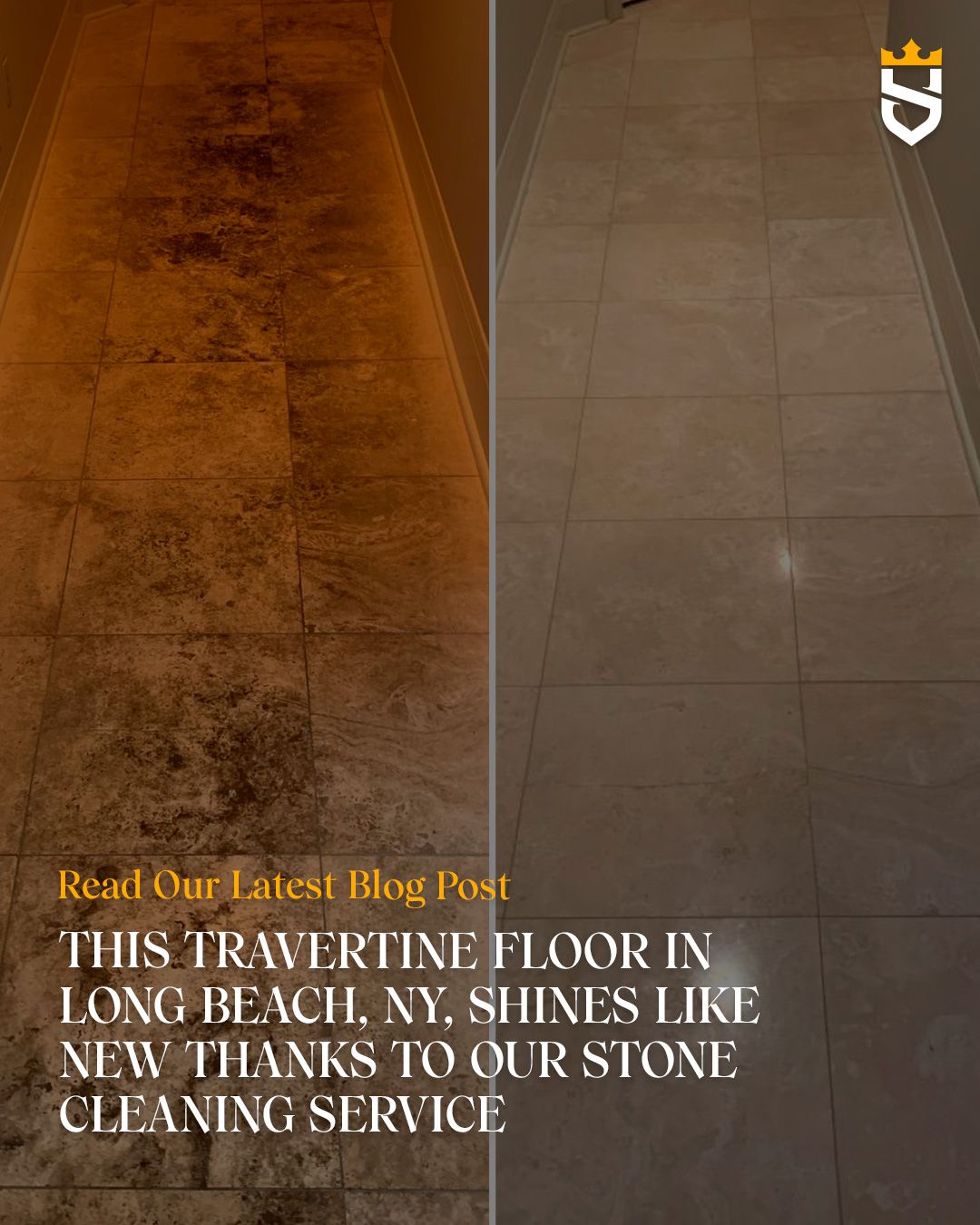 This Travertine Floor in Long Beach, NY, Shines Like New Thanks to Our Stone Cleaning Service